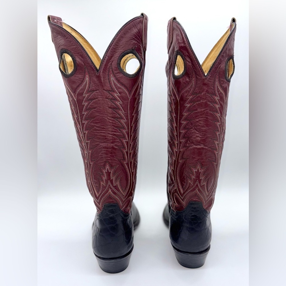 VGT. TONY LAMA Two-Tone Western Women’s Knee Length Leather Boots Size: 7D - Picture 2 of 6